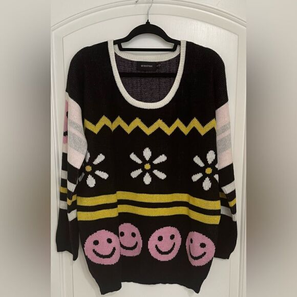 Revolve MINKPINK ‘All Smiles’ Pullover Sweater in Black, Yellow & Pink Size S - Picture 4 of 11